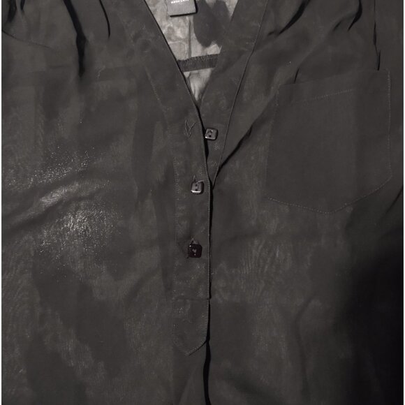 Dots Black Button Down Blouse - Picture 5 of 7